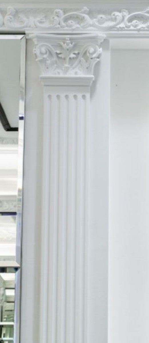 Barock Zierelement Säulen Kopfteil Weiß 22,8 x 6,2 x H. 14,9 cm - Wanddeko im Barockstil