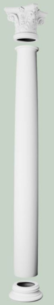 Barock Zierelement Sockel Weiß Ø 32 x H. 12,5 cm - Runder Deko Säulenfuß im Barockstil