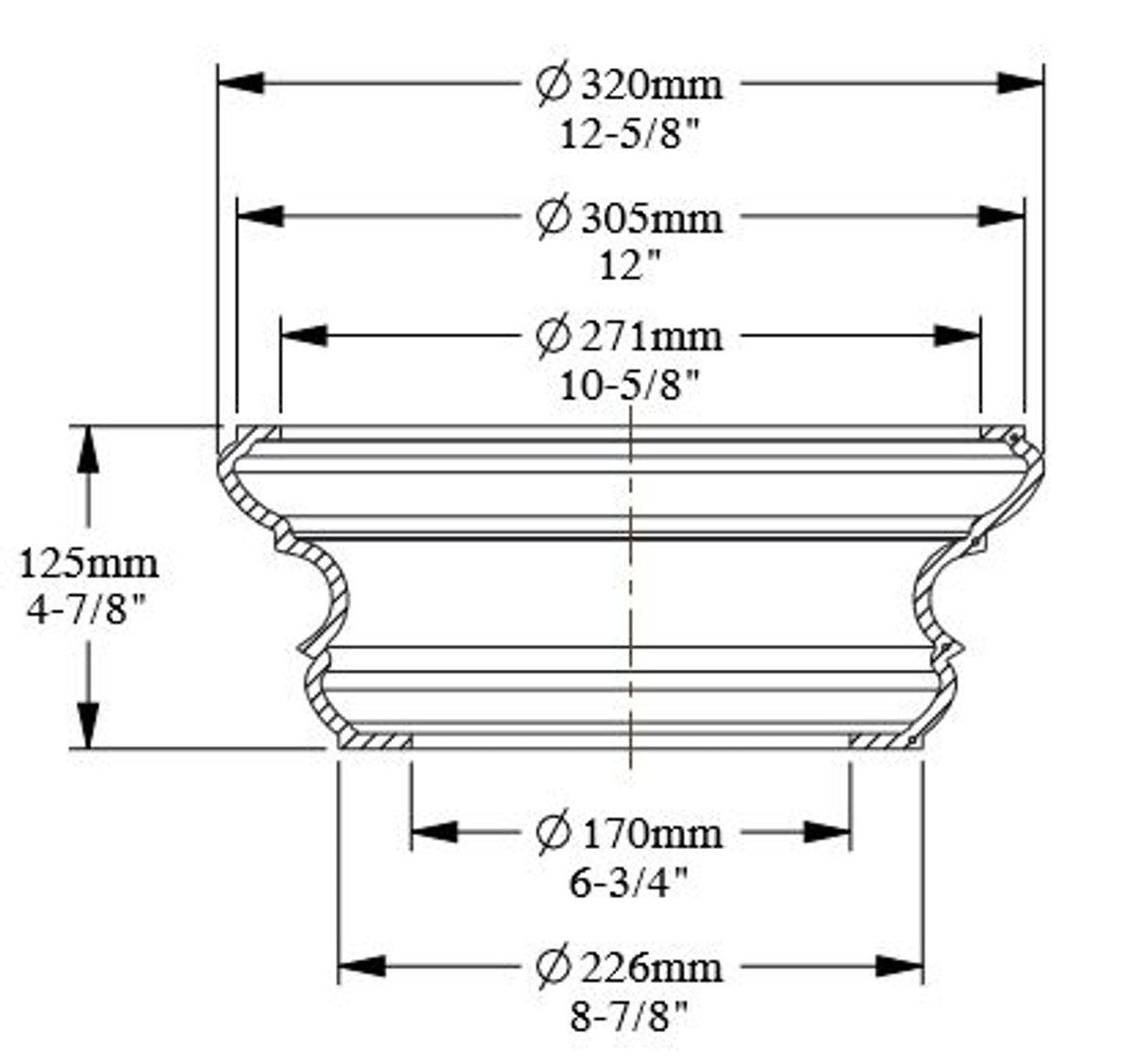 Barock Zierelement Sockel Weiß Ø 32 x H. 12,5 cm - Runder Deko Säulenfuß im Barockstil