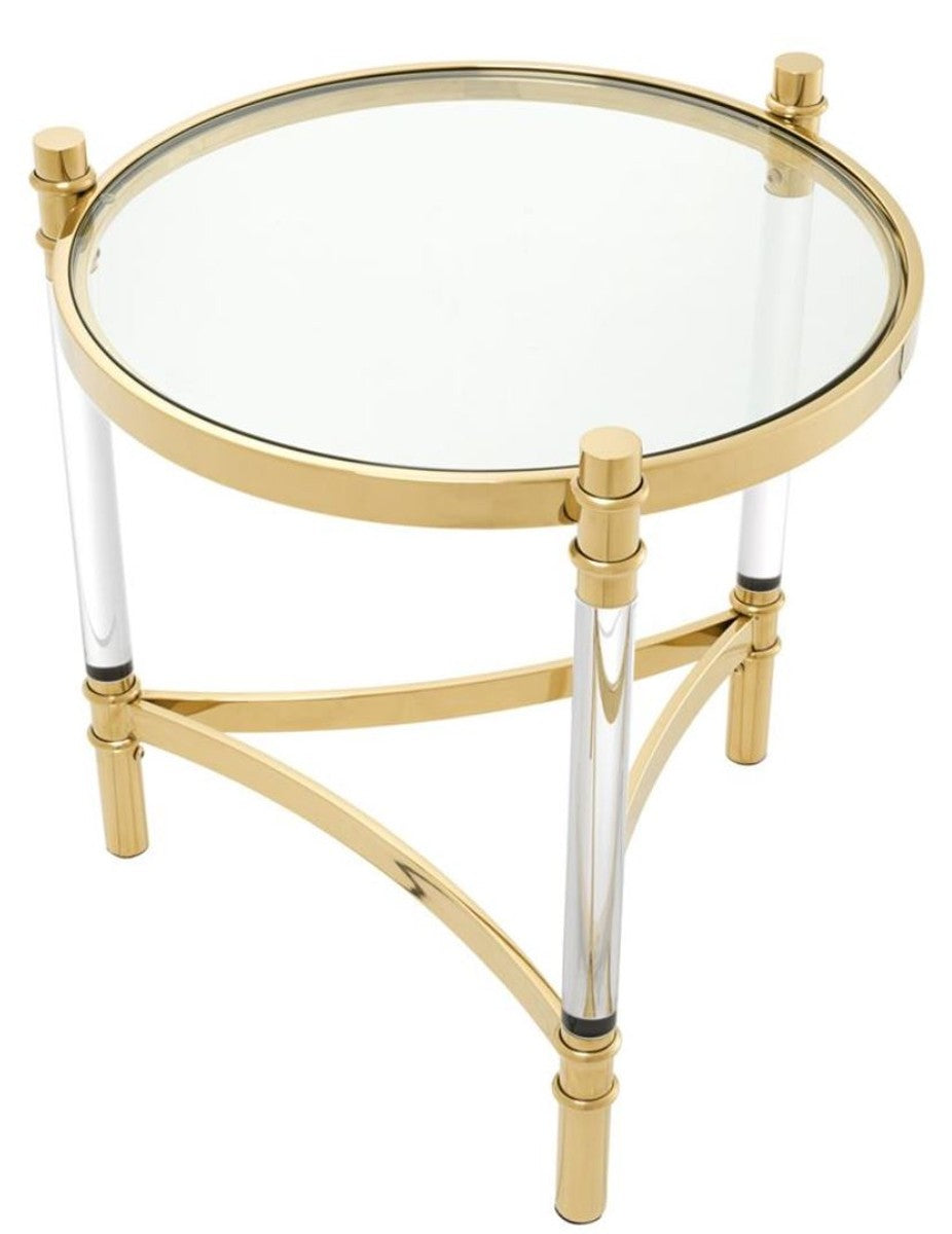 Wohnzimmer Beistelltisch Gold Ø 50 x H. 55 cm - Luxus Kollektion