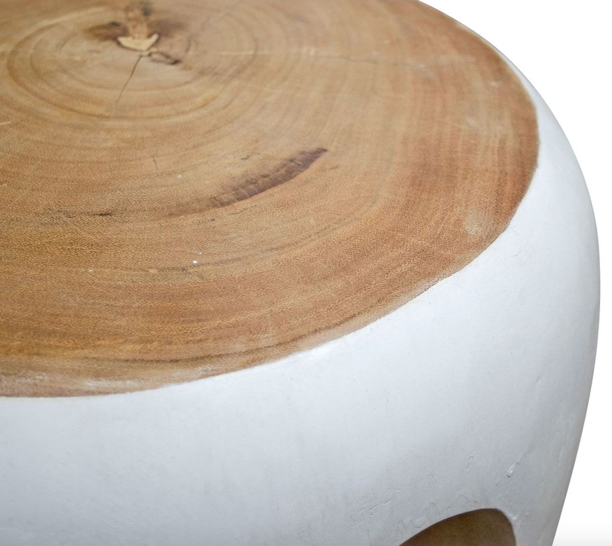 Beistelltisch Weiß / Naturfarben 40 x H. 54,5 cm - Wohnzimmermöbel