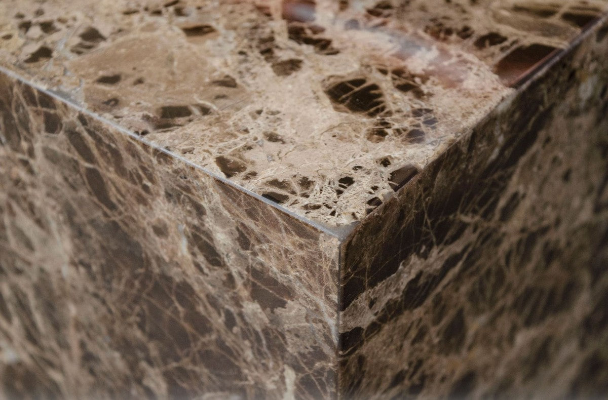 Beistelltisch mit schwarz-grauem Marmor und goldenem Sockel 40 x 40 x H. 50 cm - Luxus Wohnzimmer Deko