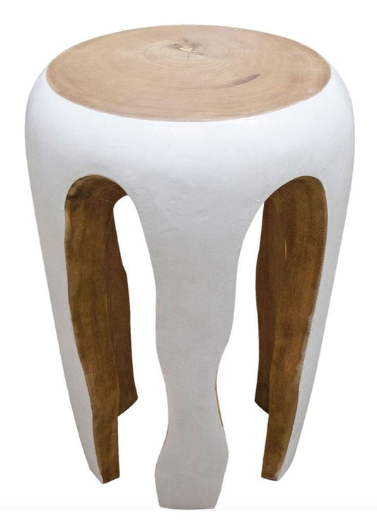 Beistelltisch Weiß / Naturfarben 40 x H. 54,5 cm - Wohnzimmermöbel