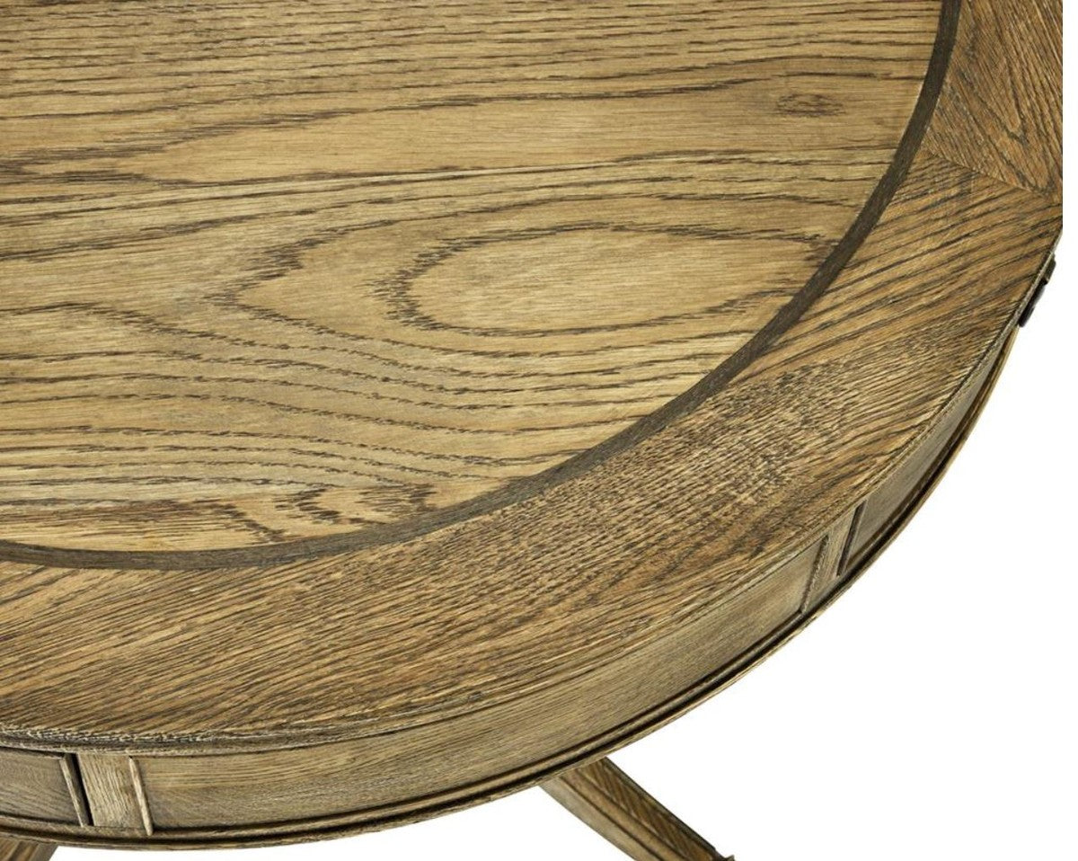 Luxus Wohnzimmer Beistelltisch Naturfarben / Messing Ø 80 x H. 74 cm - Wohnzimmermöbel