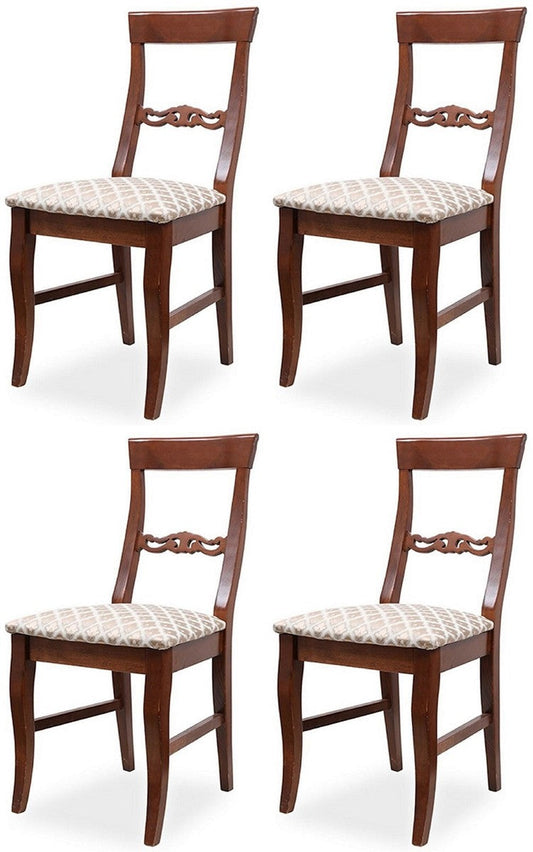 Biedermeier Esszimmer Stuhl 4er Set Bronze / Weiß / Dunkelbraun 43 x 52 x H. 96 cm - Massivholz Küchen Stühle - Massivholz Esszimmer Möbel - Biedermeier Esszimmer Möbel