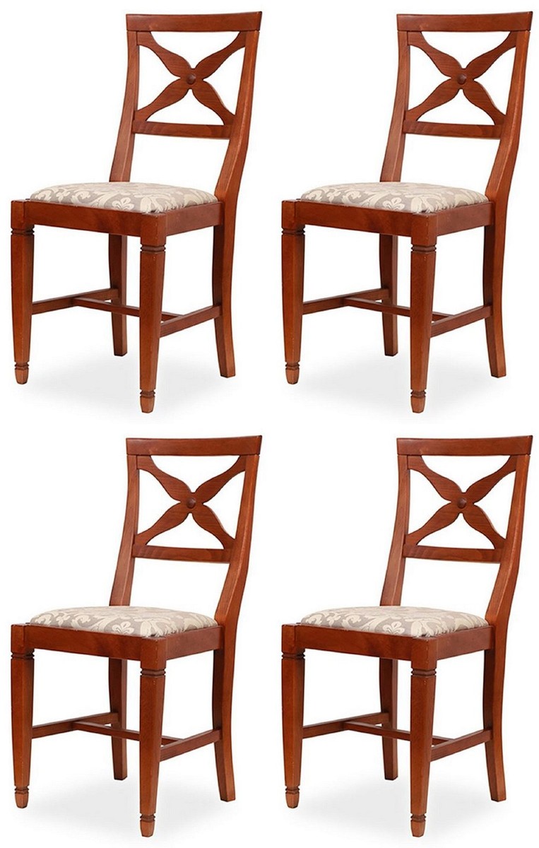 Biedermeier Esszimmer Stuhl 4er Set Grau / Braun