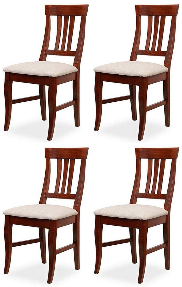 Biedermeier Esszimmer Stuhl 4er Set Hellgrau / Dunkelbraun 43 x 52 x H. 96 cm - Massivholz Küchen Stühle - Massivholz Esszimmer Möbel - Biedermeier Esszimmer Möbel