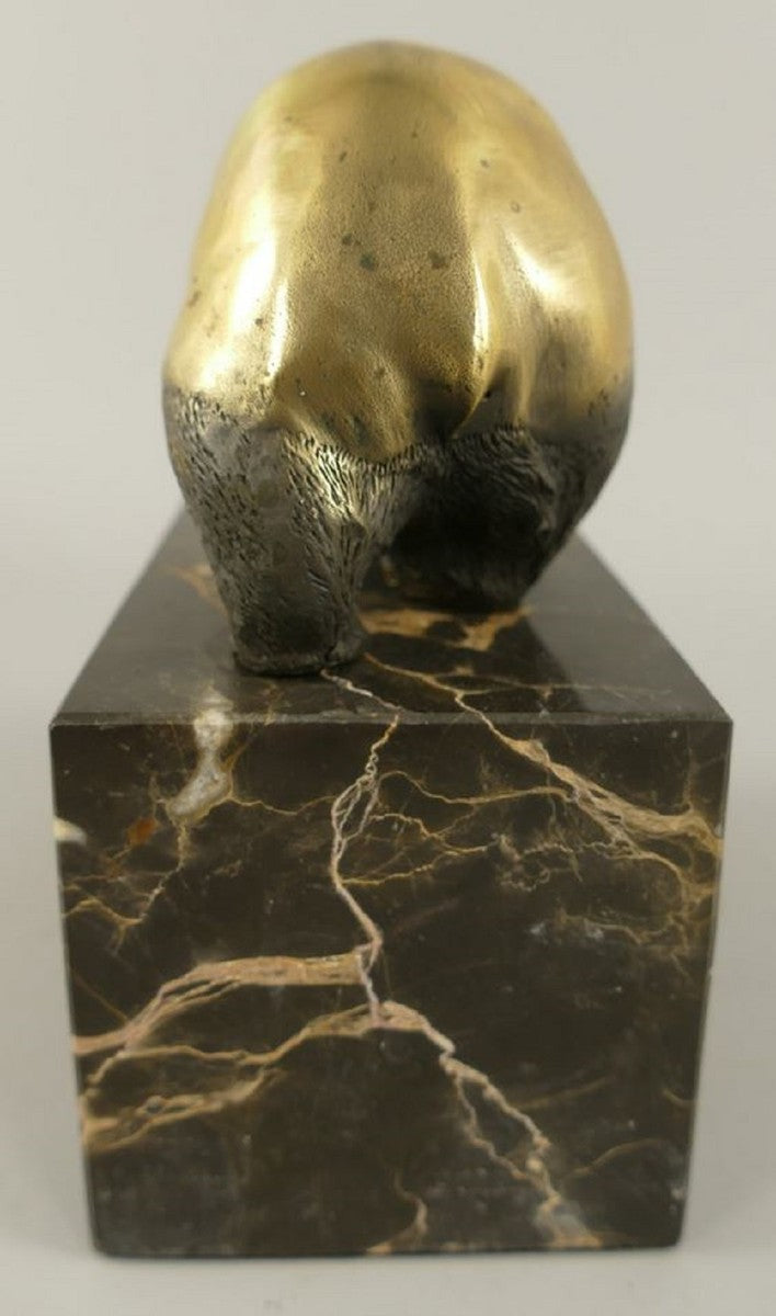 Bronze Skulptur Panda Bär Gold / Schwarz 13 x 7 x H. 15 cm - Bronzefigur - Dekofigur - Schreibtisch Deko Accessoires