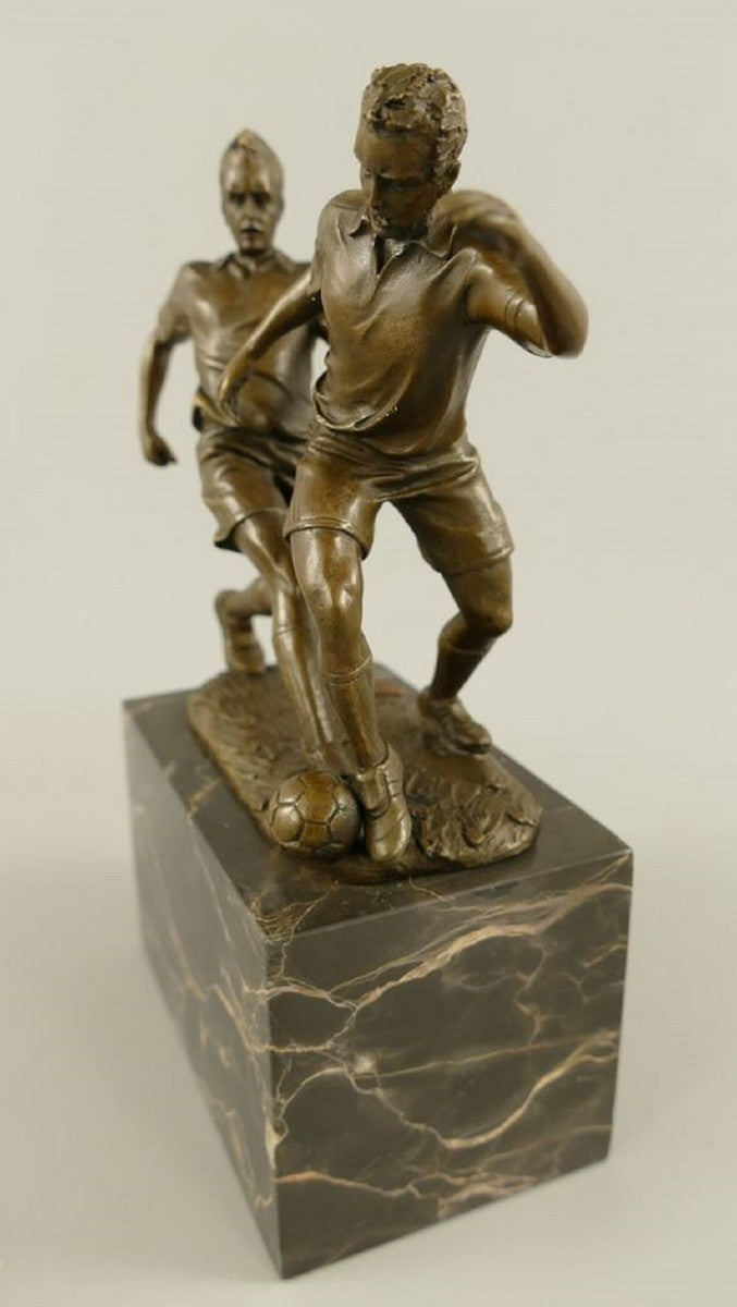 Bronze Skulptur 2 Fußballspieler Bronze / Grau H. 23 cm - Schreibtisch Deko