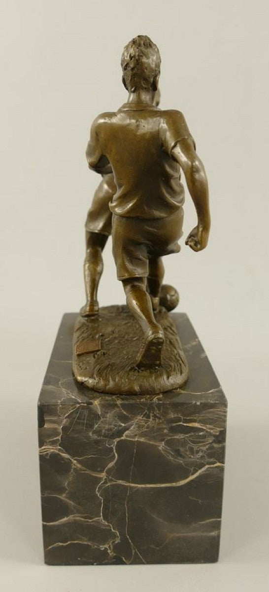 Bronze Skulptur 2 Fußballspieler Bronze / Grau H. 23 cm - Schreibtisch Deko