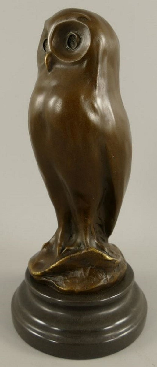 Bronze Skulptur Eule Bronzefarben / Schwarz 12 x 12 x H. 26 cm - Bronzefigur - Dekofigur - Schreibtisch Deko Accessoires