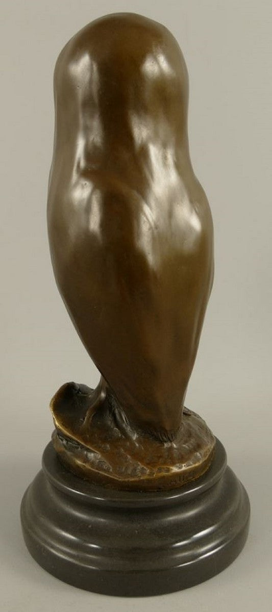 Bronze Skulptur Eule Bronzefarben / Schwarz 12 x 12 x H. 26 cm - Bronzefigur - Dekofigur - Schreibtisch Deko Accessoires