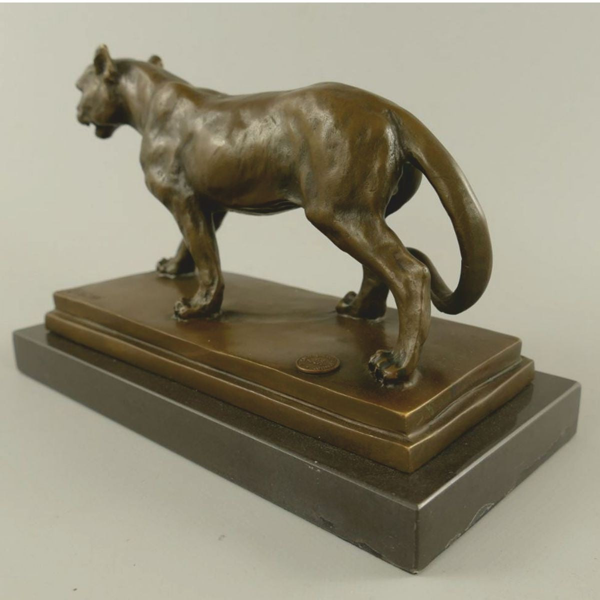 Bronze Skulptur Panther auf Marmorsockel 24 cm - Deko Accessoires