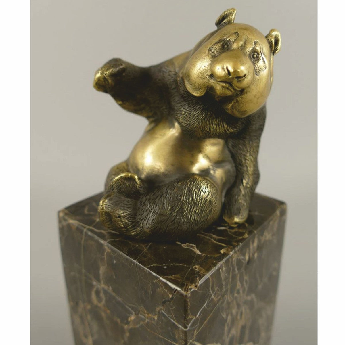 Bronze Skulptur Panda Bär Gold / Schwarz H. 21 cm - Bronzefigur