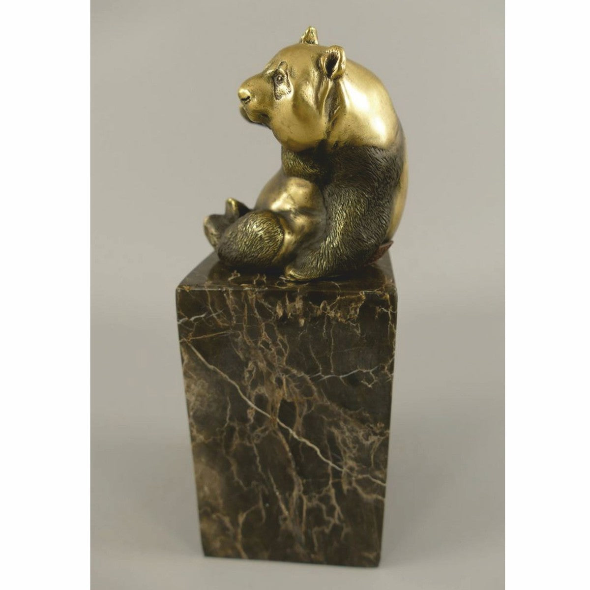 Bronze Skulptur Panda Bär Gold / Schwarz H. 21 cm - Bronzefigur