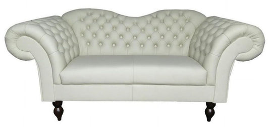 Chesterfield 2er Sofa Venedig - Echt Leder Weiß
