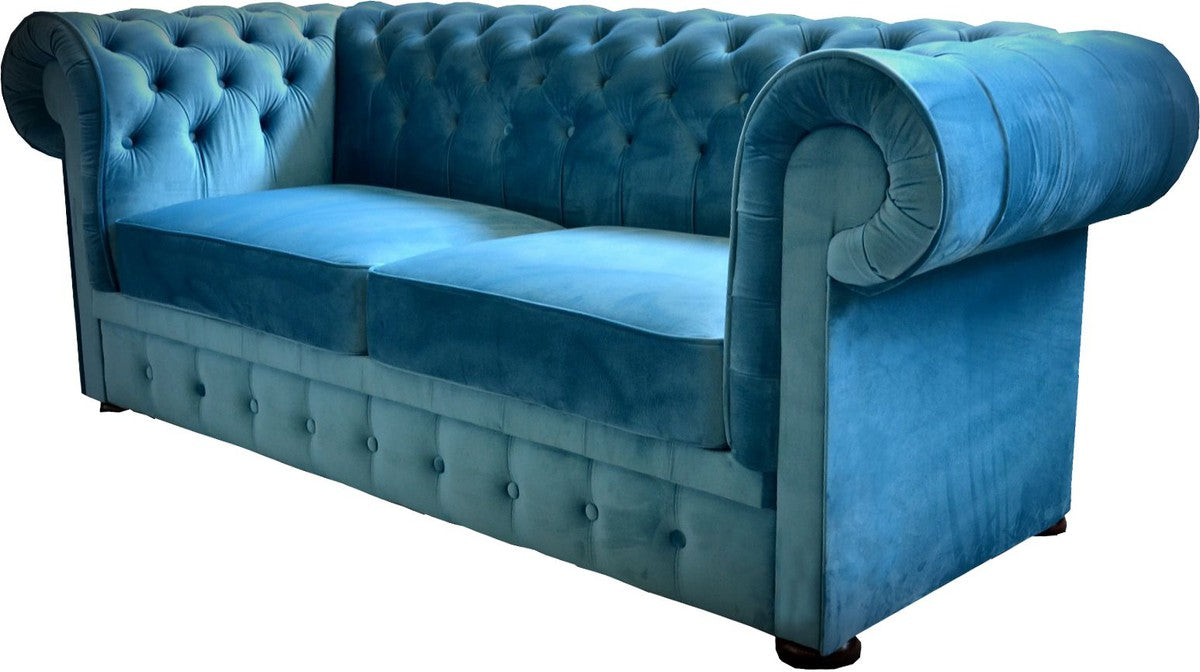 Chesterfield 2er Sofa in Blau 160 x 90 x H. 78 cm - Luxus Chesterfield Sofa