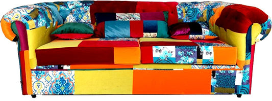 Chesterfield 3er Sofa Patchwork Bunt - Wohnzimmer Designer Couch