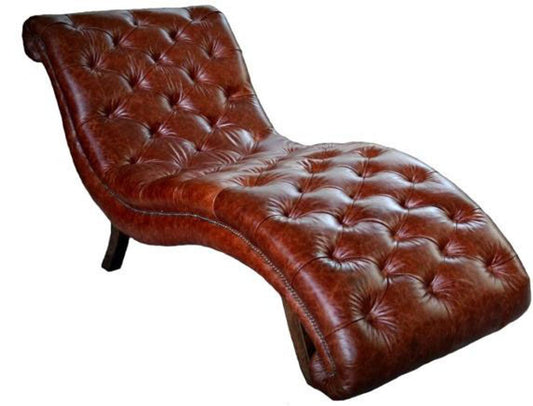 Chesterfield Echt Leder Relax Liege Dunkelbraun