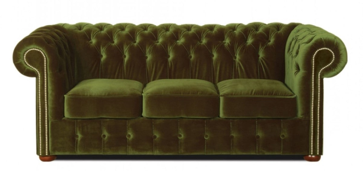 Chesterfield 3er Sofa Dunkelgrün 200 x 90 x H. 78 cm - Luxus Qualität