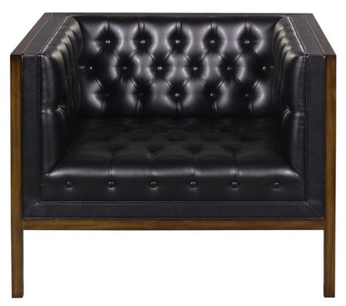 Chesterfield Echtleder Sessel Schwarz / Braun 91 x 78 x H. 72 cm - Hotel Möbel