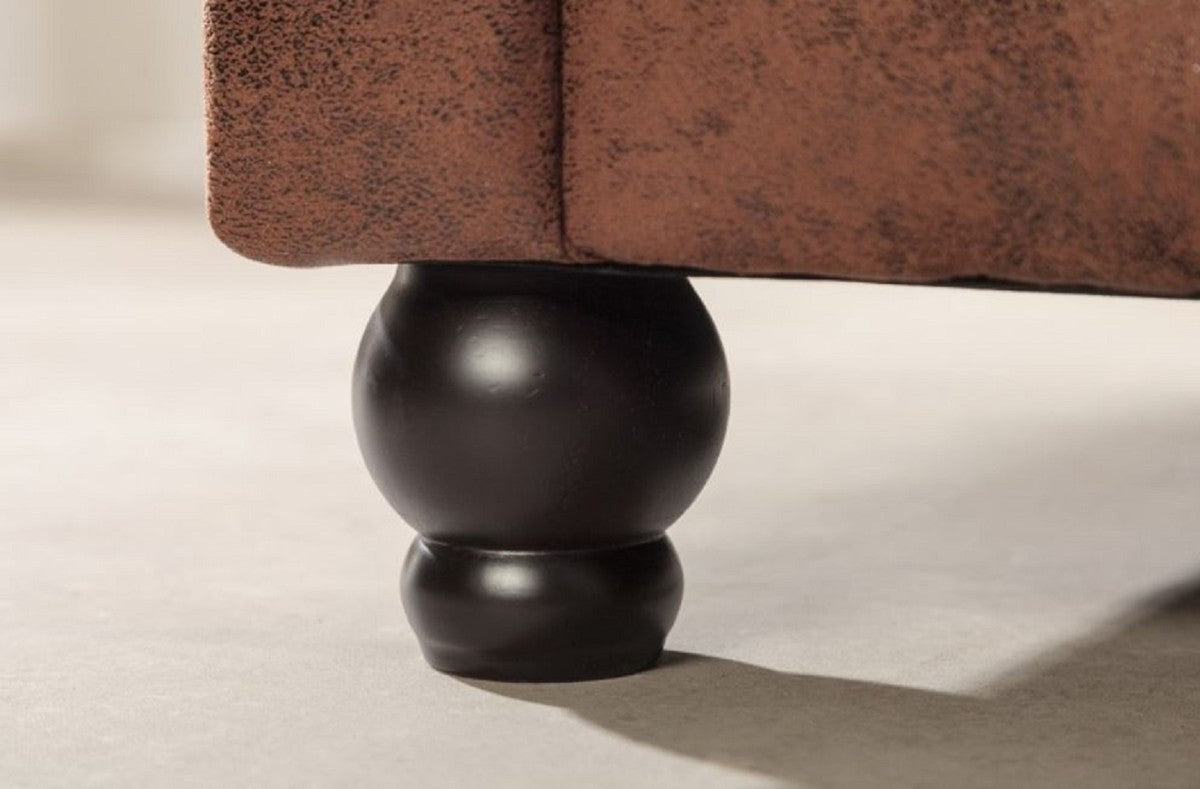 Chesterfield Ecksofa Rechts Antik Braun - Microfaser Wohnzimmer Sofa - Chesterfield Wohnzimmer Möbel