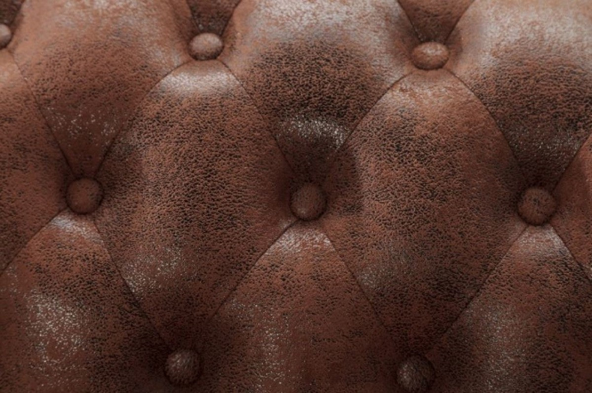 Chesterfield Ecksofa Rechts Antik Braun - Microfaser Wohnzimmer Sofa - Chesterfield Wohnzimmer Möbel