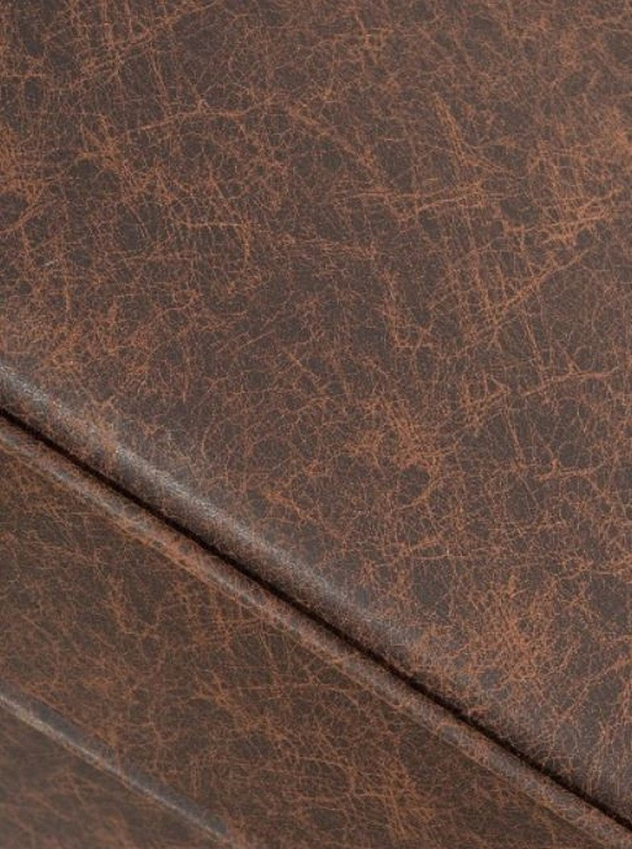 Chesterfield Ecksofa Vintage Braun 280 x 165 x H. 73 cm - Kunstleder Wohnzimmer Sofa - Chesterfield Möbel