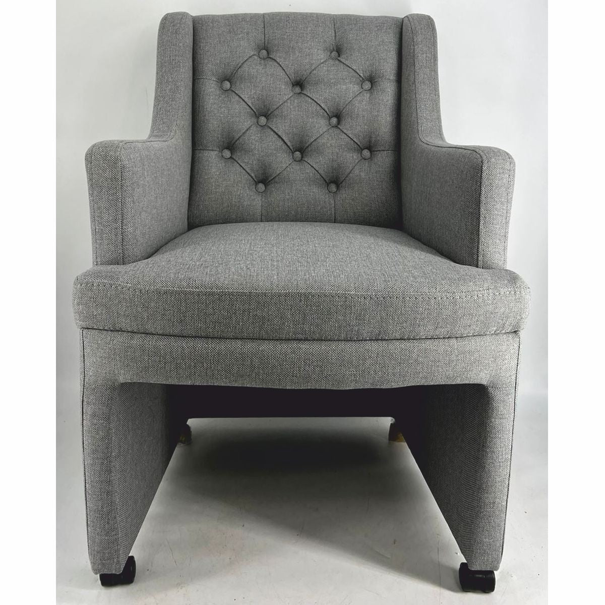 Chesterfield Esszimmerstuhl / Bürostuhl mit Armlehnen und Rollen Grau