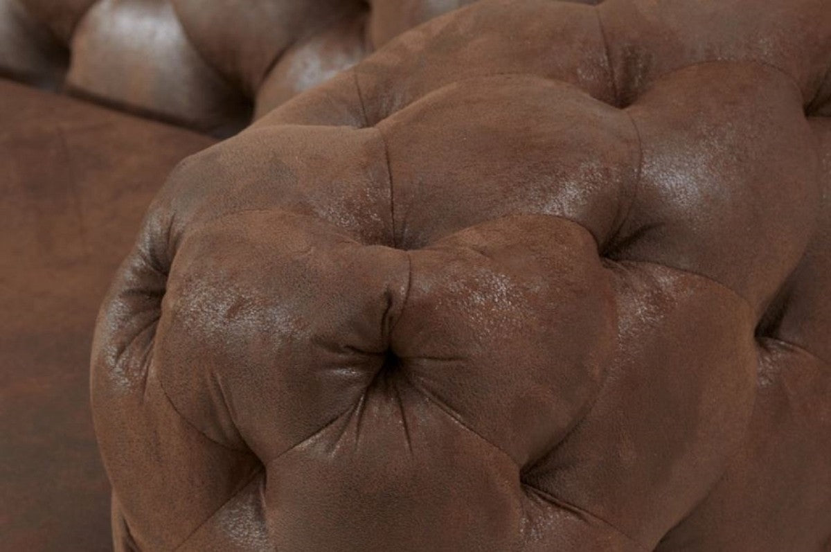 Chesterfield Wohnzimmer Sofa Antik Braun 240 x 97 x H. 73 cm - Chesterfield Wohnzimmer Möbel