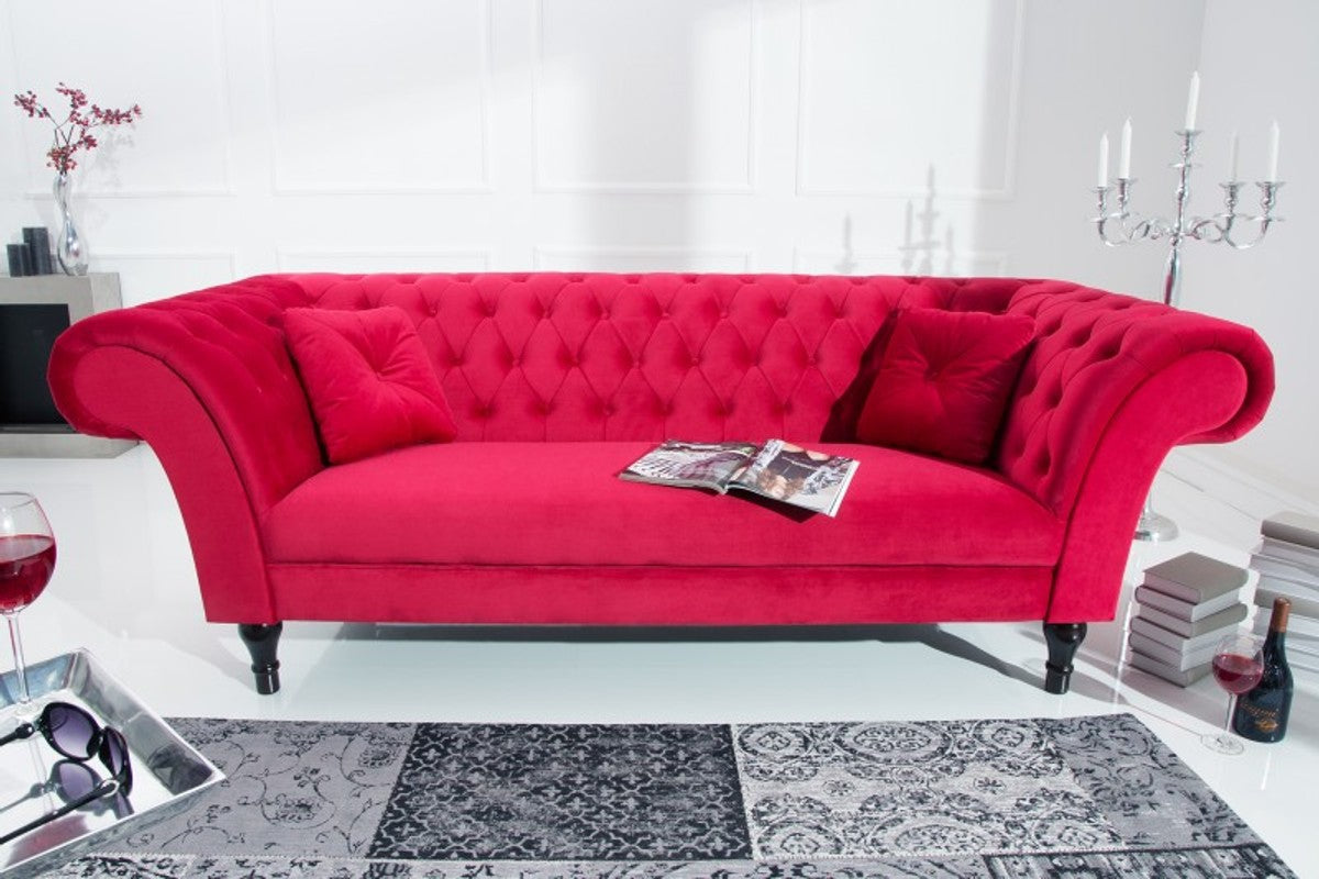 Chesterfield Sofa in Rot 225 x 90 x H. 79 cm - Designer Chesterfield Sofa