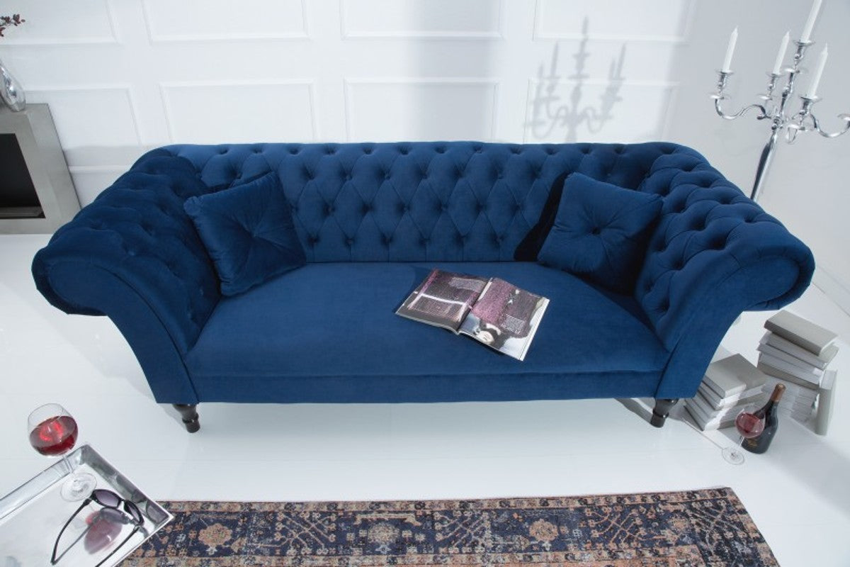 Chesterfield Sofa in Blau 225 x 90 x H. 79 cm - Designer Chesterfield Sofa