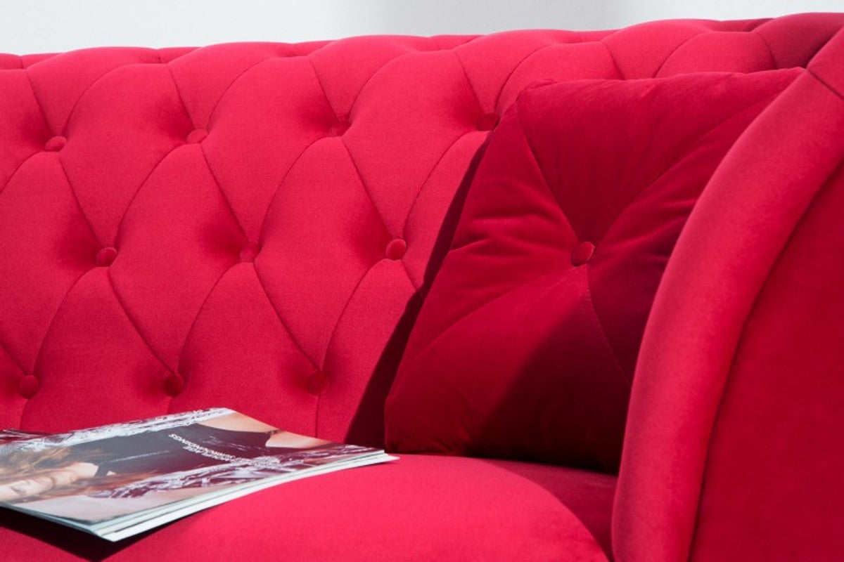 Chesterfield Sofa in Rot 225 x 90 x H. 79 cm - Designer Chesterfield Sofa