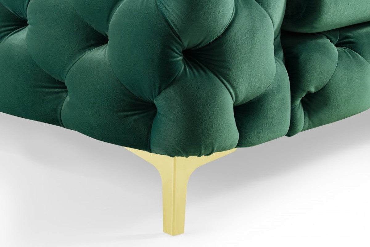 Chesterfield Sofa in Grün / Gold 240 x 97 x H. 73cm - Designer Chesterfield Sofa