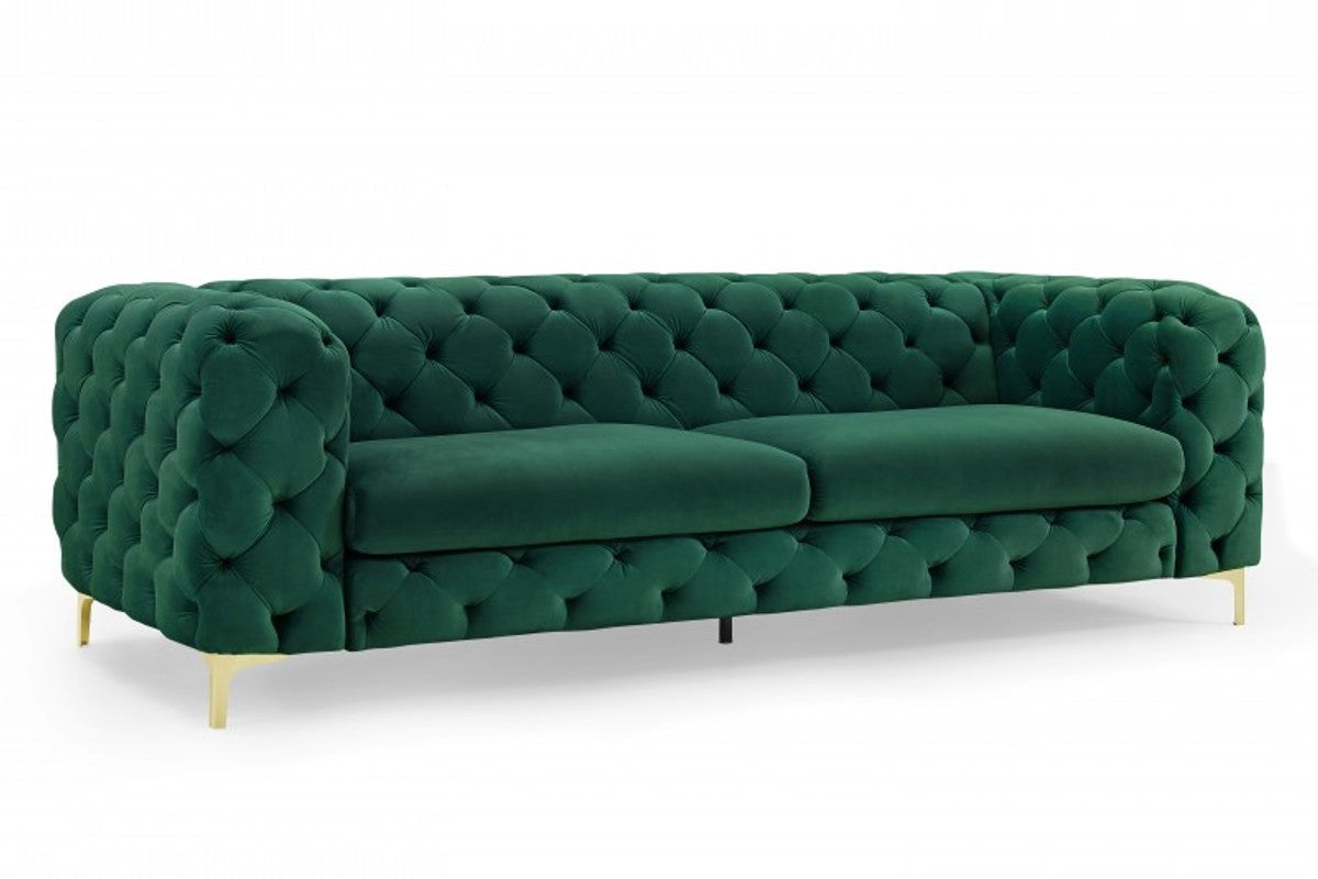 Chesterfield Sofa in Grün / Gold 240 x 97 x H. 73cm - Designer Chesterfield Sofa