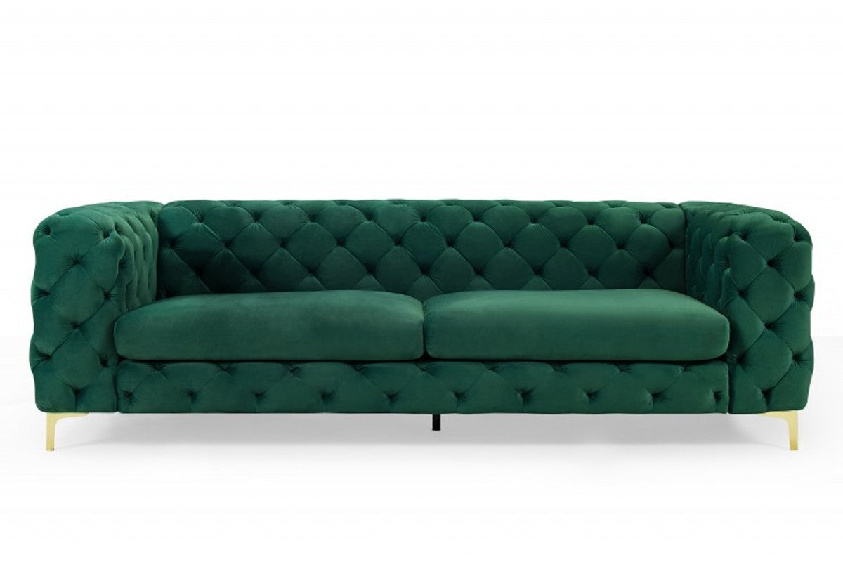 Chesterfield Sofa in Grün / Gold 240 x 97 x H. 73cm - Designer Chesterfield Sofa