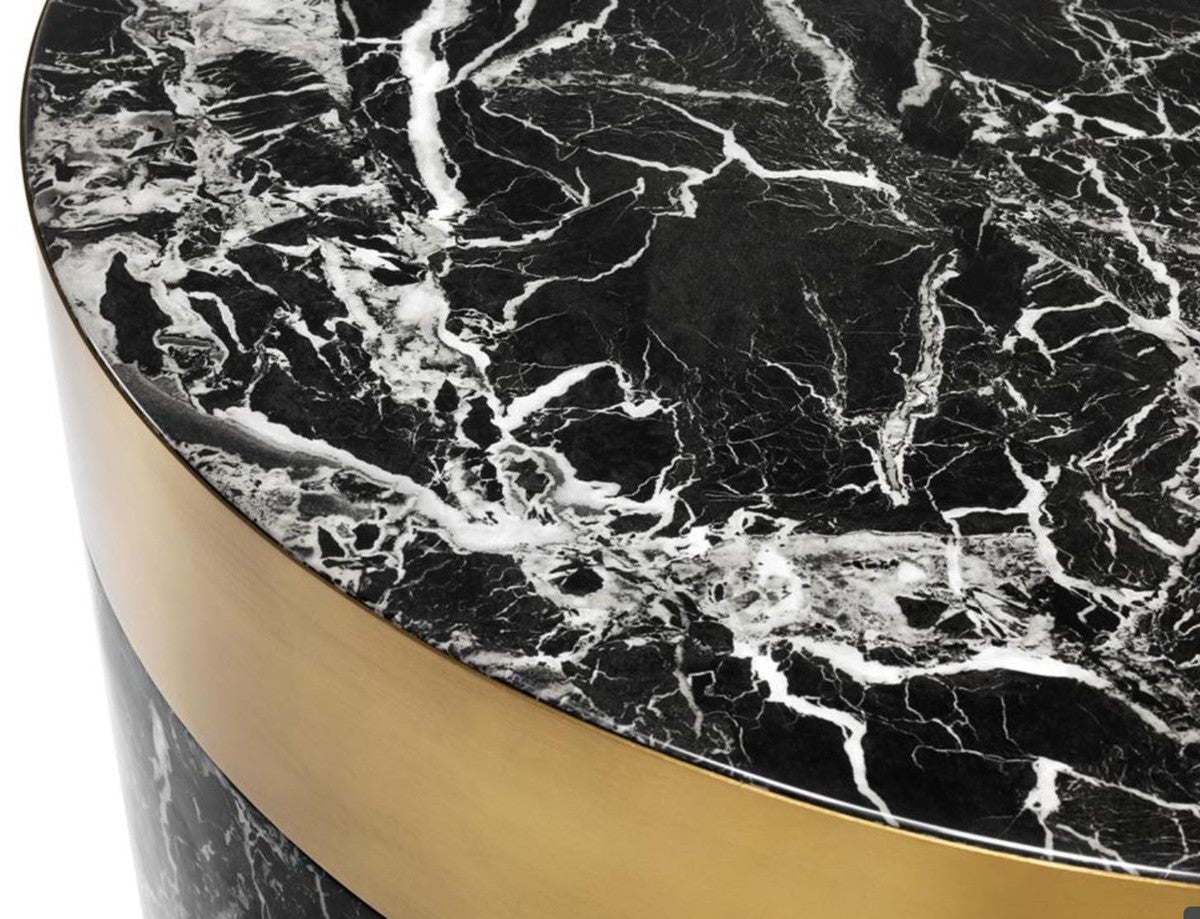 Couchtisch Schwarz / Messing Ø 80 x H. 41 cm - Luxus Wohnzimmertisch