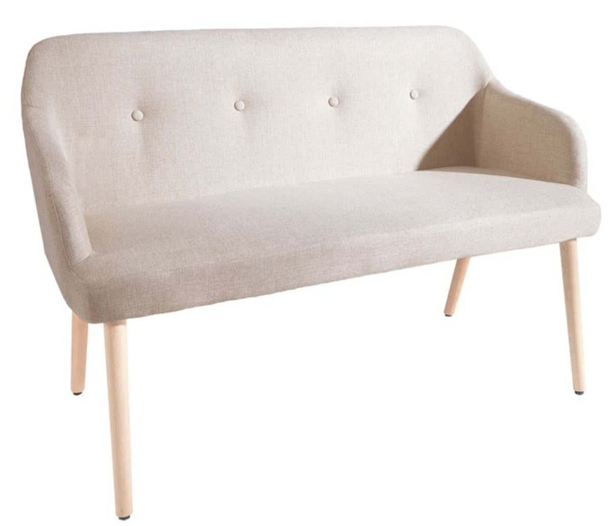 Sitzbank Naturfarben 116 cm - Gepolsterte Massivholz Bank