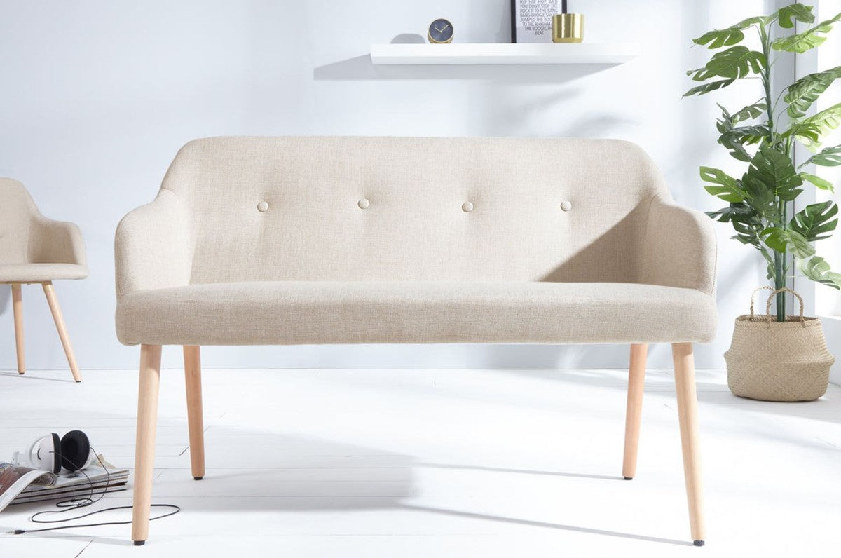 Sitzbank Naturfarben 116 cm - Gepolsterte Massivholz Bank