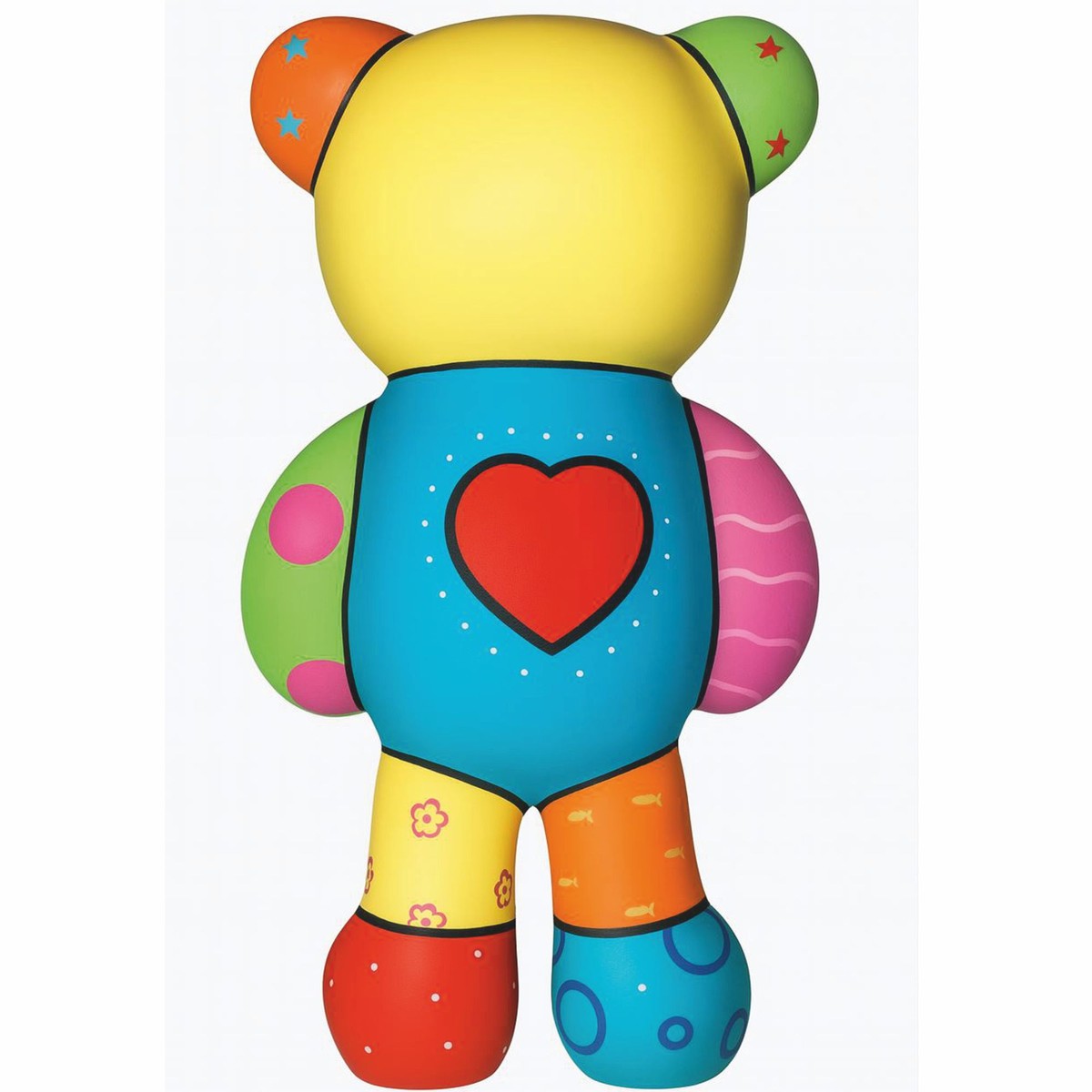 Deko Figur Teddybär Herz Bunt H. 46 cm - Deko Skulptur