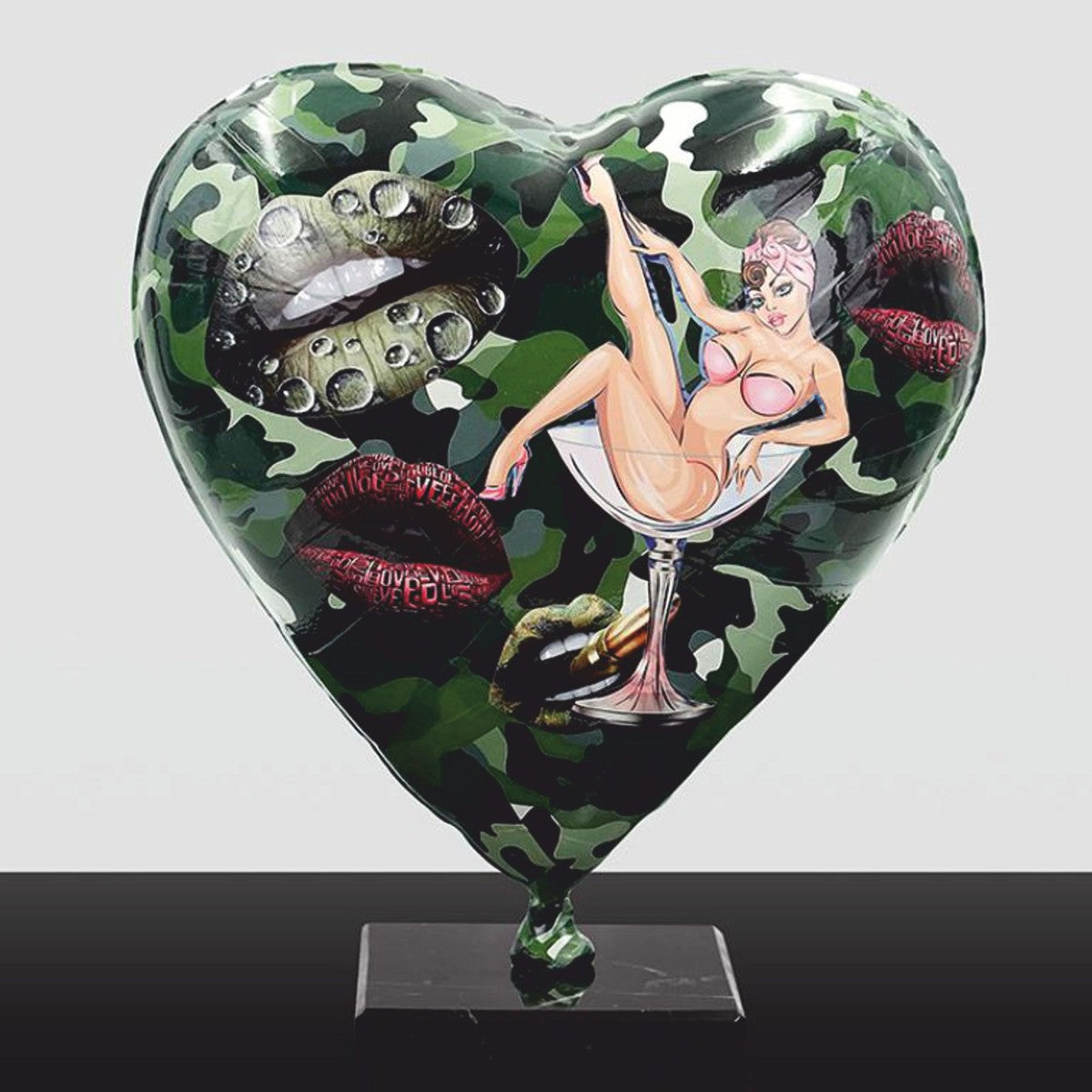 Deko Luftballon in Herzform Grün / Bunt H. 30 cm - Deko Skulpturen