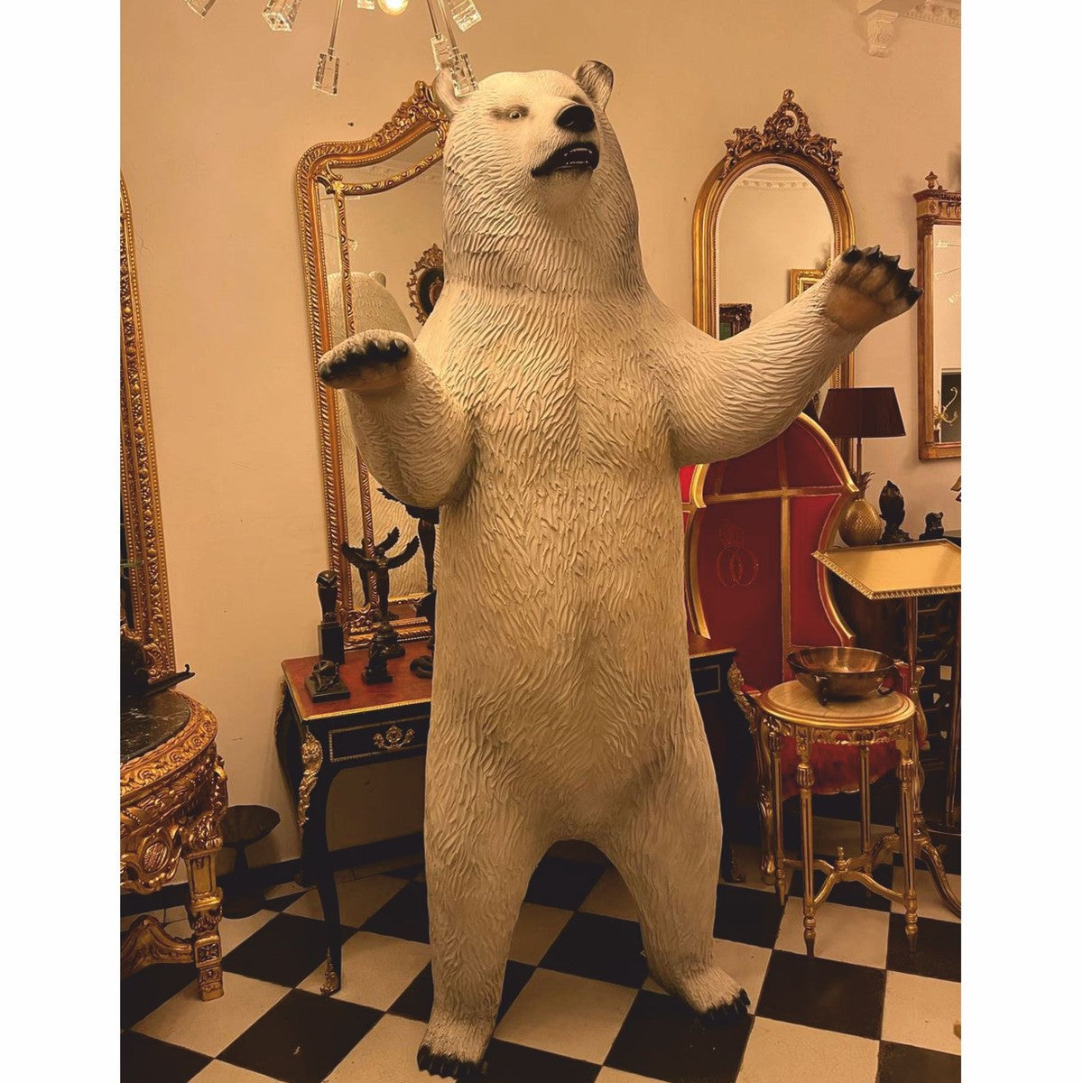 XXL Deko Skulptur Bär Weiß / Schwarz H. 240 cm - Garten Figur