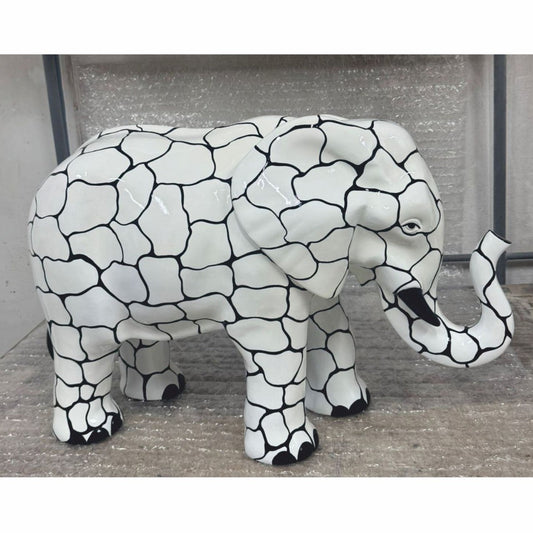Deko Skulptur Elefant Weiß / Schwarz 84 x H. 57 cm - Deko Figur