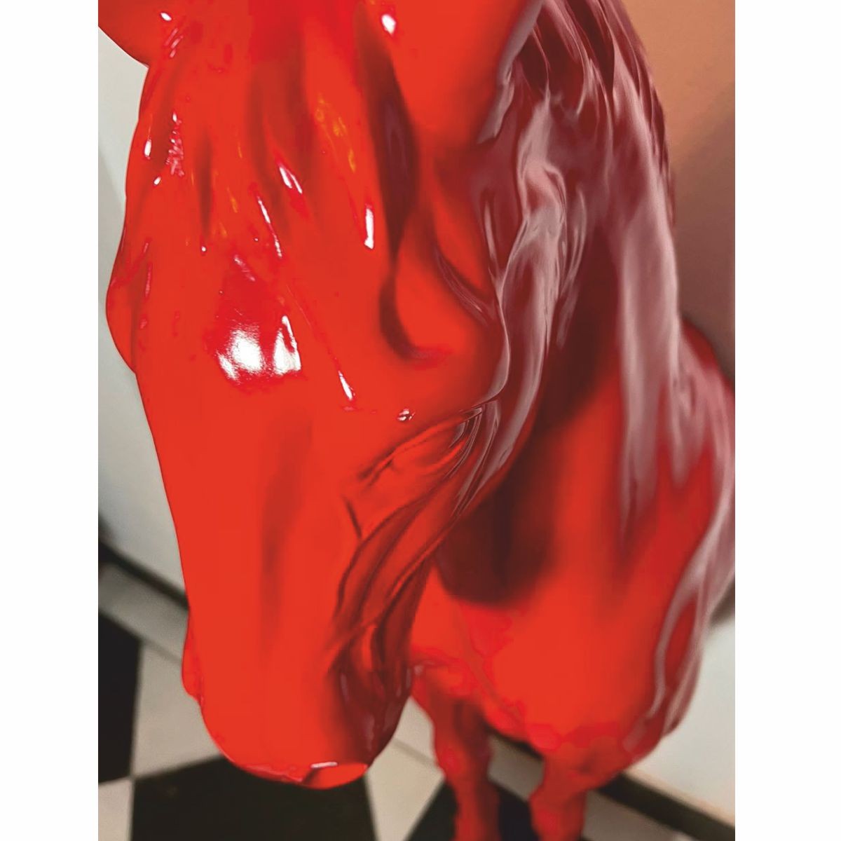 Wanddeko Skulptur Pferd Rot / Schwarz H. 96 cm - Deko Figur