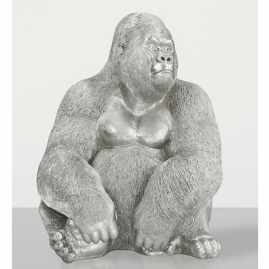 Deko Skulptur Gorilla Affe Silber H. 75 cm - Große Deko Figur