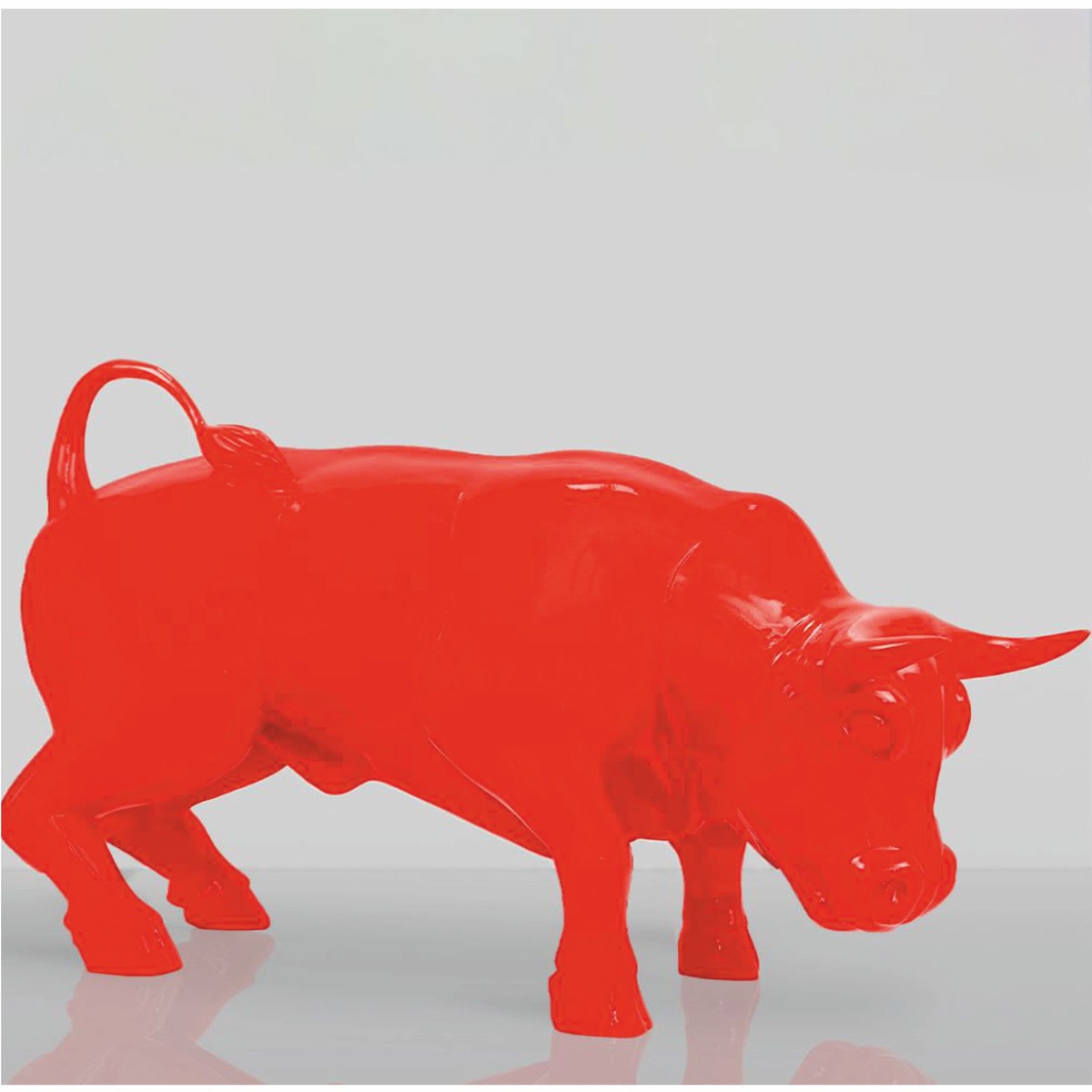 Deko Skulptur Stier Rot 81 cm - Große Garten Deko Figur
