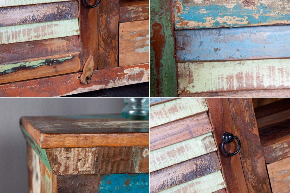 Designer Sideboard Mehrfarbig B.150 x H.60 x T.40 - Fernsehschrank - Kommode - Handgefertigt - Massivholz