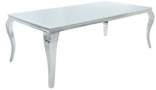 Designer Esstisch 180 cm Weiss / Silber - Modern Barock