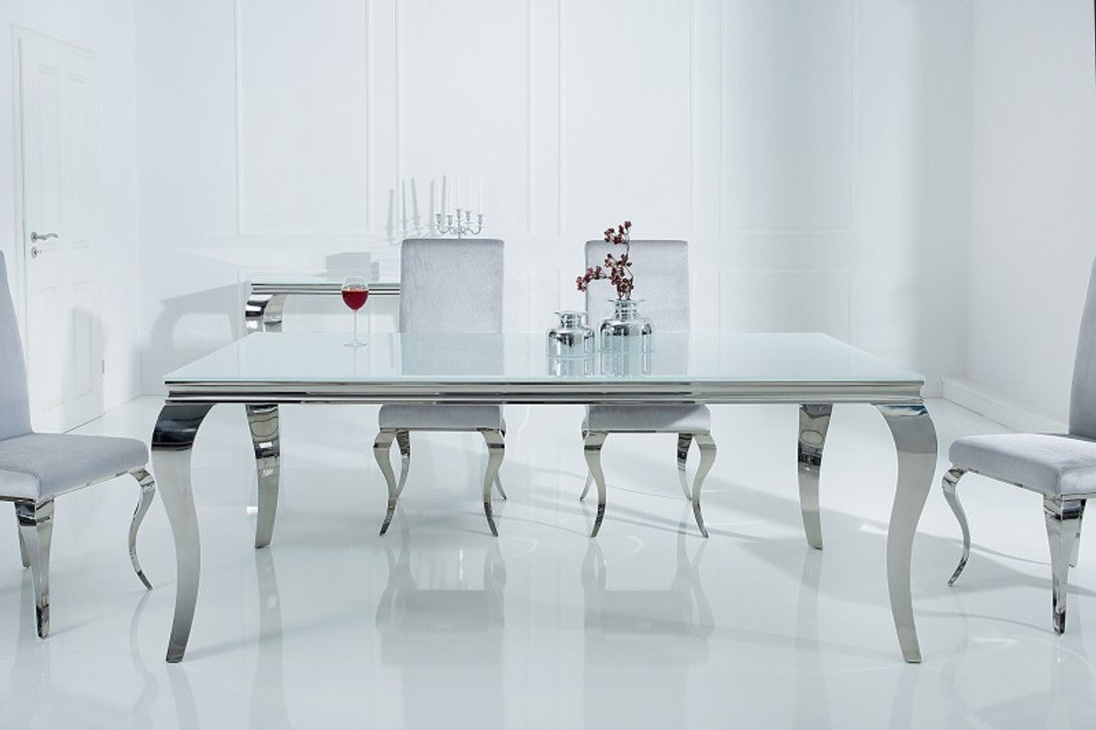 Designer Esstisch 180 cm Weiss / Silber - Modern Barock