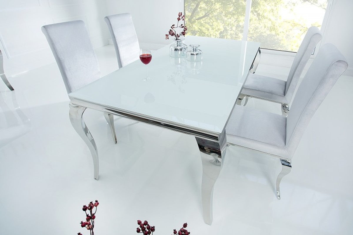 Designer Esstisch 180 cm Weiss / Silber - Modern Barock